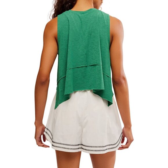 NWT Free People Movement Tempo Oversized Heritage Green Tank - Picture 2 of 9